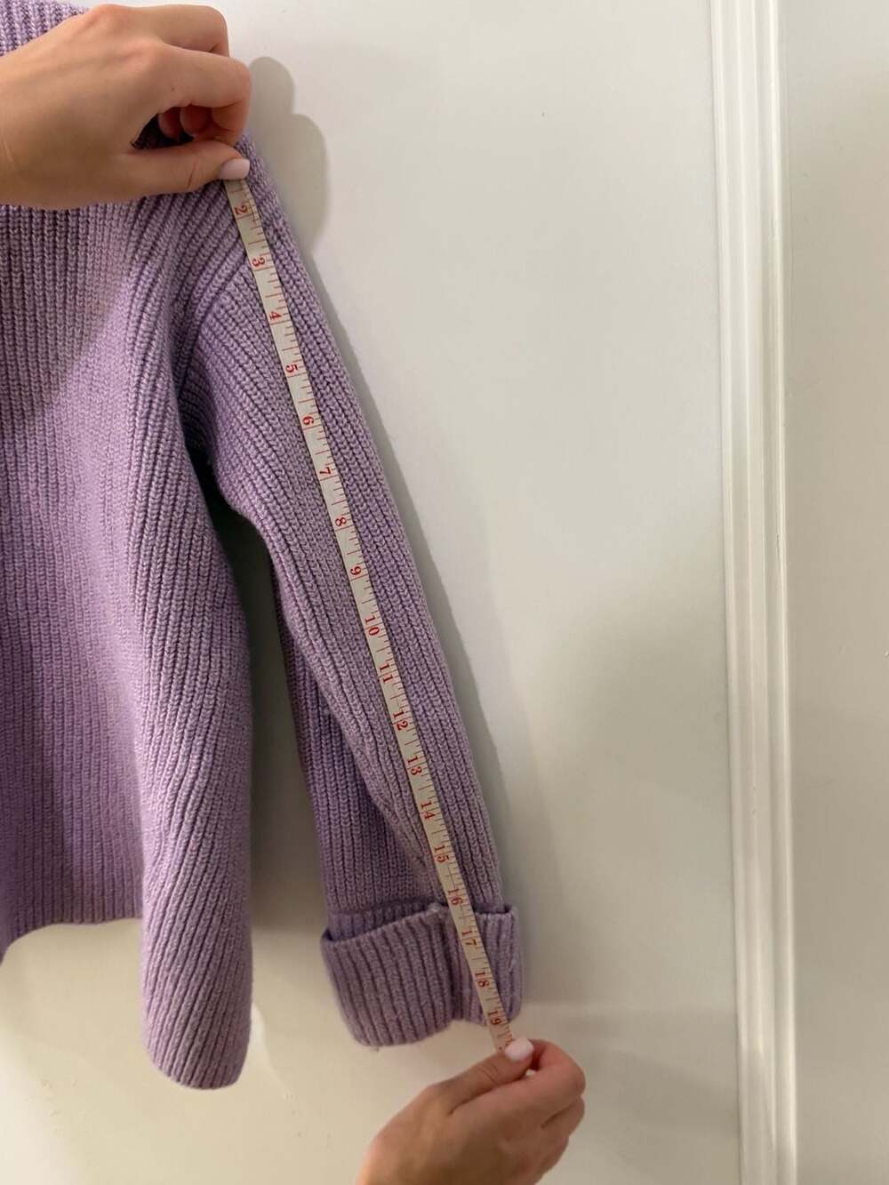 alice + olivia Lavender Ribbed Knit Turtleneck Sweater with Asymmetric Front Det - Picture 9 of 9